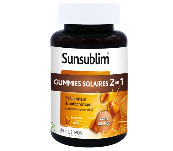 Sunsublim gummies solaires 2 en 1 Nutreov - boîte de 60 gummies