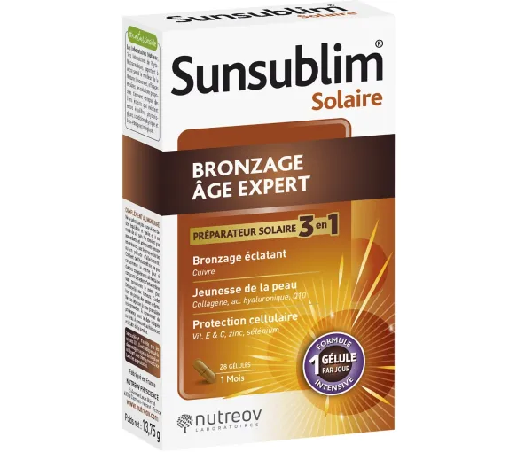 Sunsublim solaire Bronzage âge expert Préparateur solaire 3en1 Nutreov - boite de 28 gélules