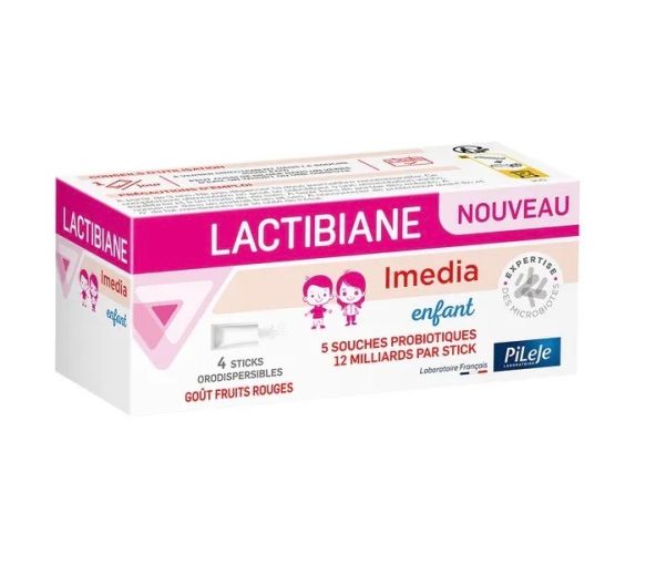 Lactibiane media enfant goût fruits rouges Pileje - boîte de 4 sticks orodispersibles