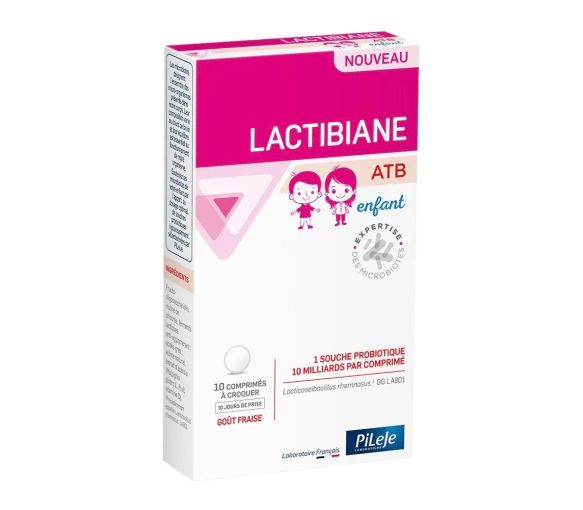Lactibiane ATB enfant goût fraise Pileje - boîte de 10 comprimés à croquer