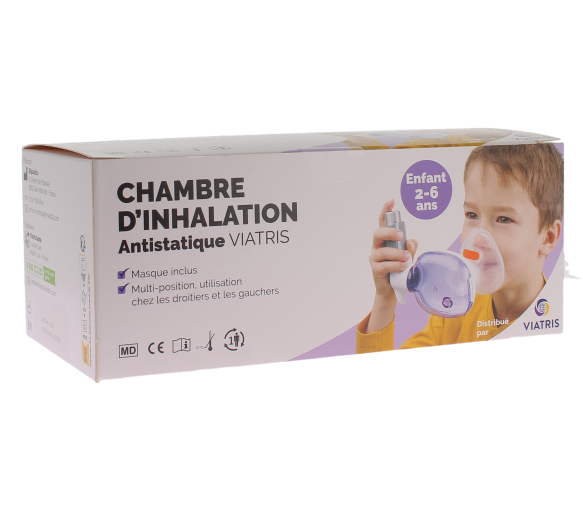Chambre d'inhalation antistatique enfant  2 à 6 ans Viatris - boite d'une chambre d'inhalation - image 1