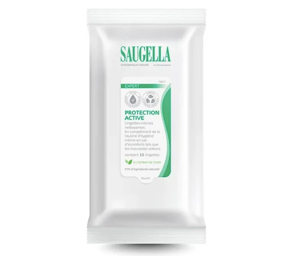 Lingettes intimes nettoyantes Expert Protection Active Saugella - paquet de 15 lingettes - image 1