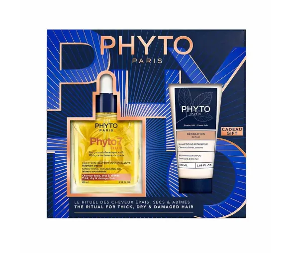 Coffret Phyto 7 Elixir huile sublimatrice disciplinante + shampooing réparation offert Phyto Paris - 2 produits