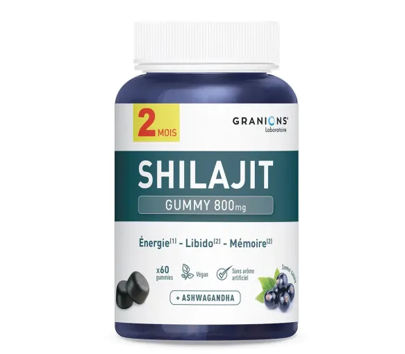 Shilajit gummy 800mg goût cassis Granions - pot de 60 gommes