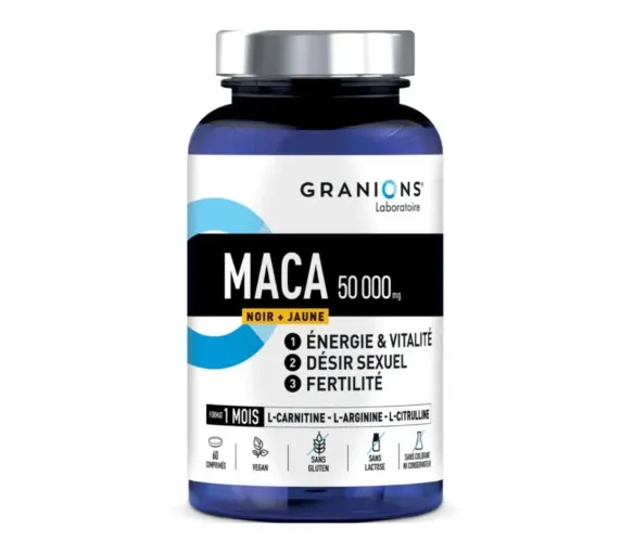 Maca noir + jaune 50000mg Granions - pot de 60 comprimés - image 1