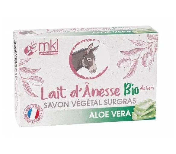 Savon végétal surgras au lait d'ânesse bio Aloe vera MKL Green Nature - pain de 100g - image 1
