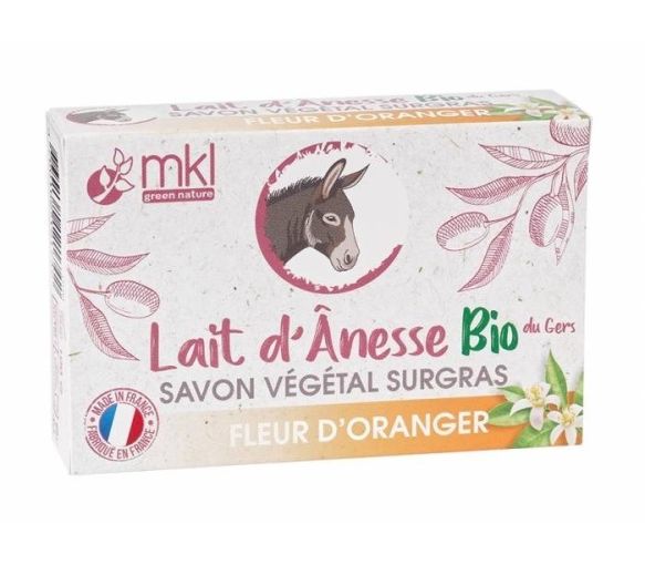 Savon végétal surgras au lait d'ânesse bio Fleur d'oranger MKL Green Nature - pain de 100g - image 1