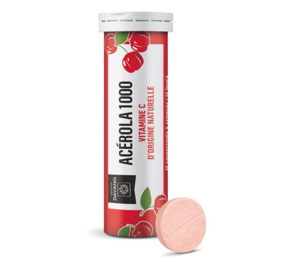 Acérola 1000 Vitamine C goût fruits rouges Dayang - tube de 12 comprimés à croquer