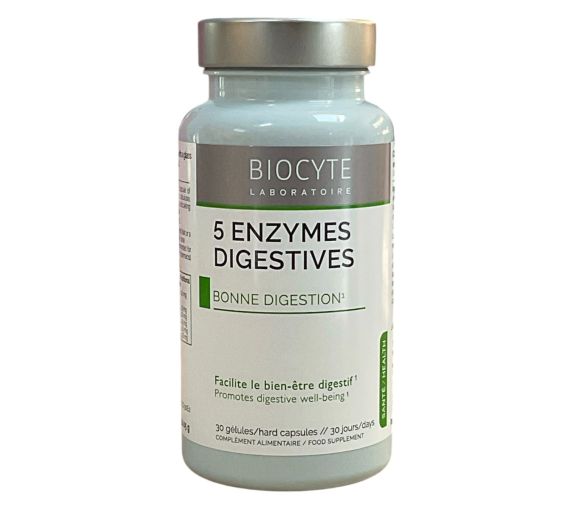 5 enzymes digestives Biocyte - pot de 30 gélules - image 1