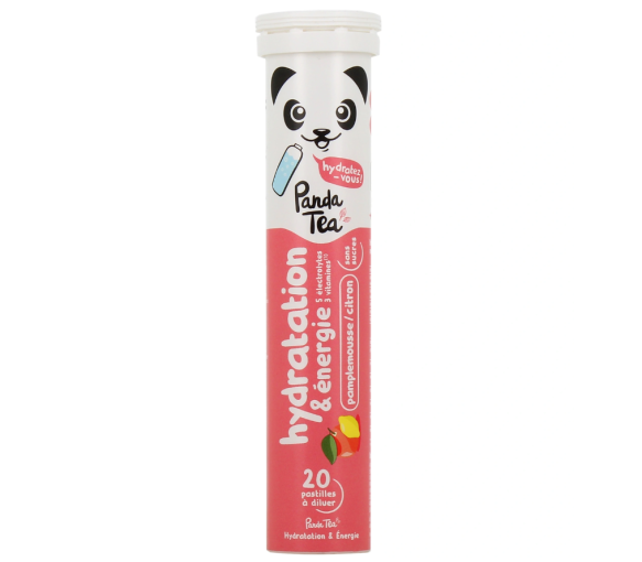 Pastilles hydratation et énergie goût pamplemousse citron Panda Tea - 20 pastilles effervescentes