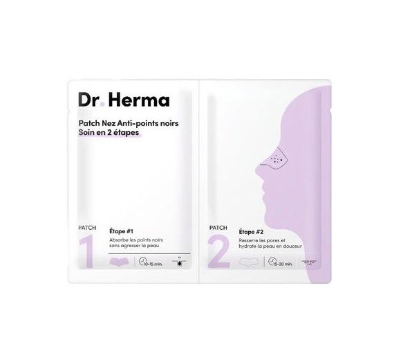 Patchs anti-points noirs soin nez en 2 étapes Dr Herma - lot de 2 patchs (1 soin)
