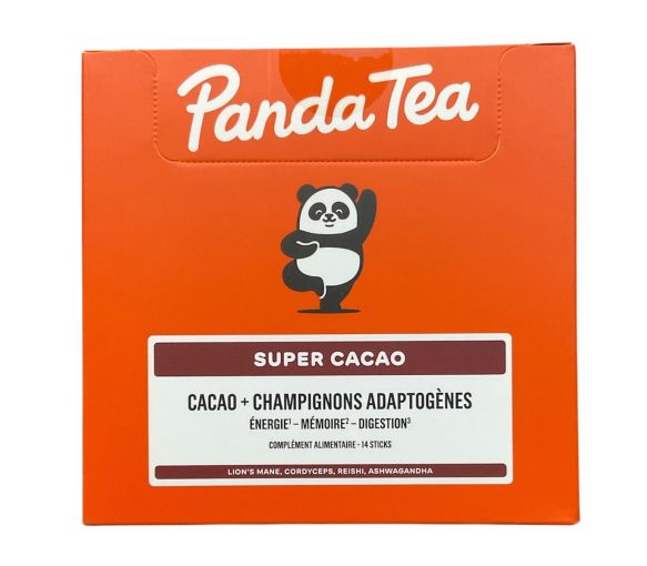 Super cacao + champignons adaptogènes Panda Tea - boite de 14 sticks - image 1