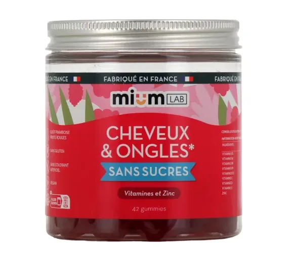 Cheveux et ongles sans sucres Mium Lab - pot de 42 gummies