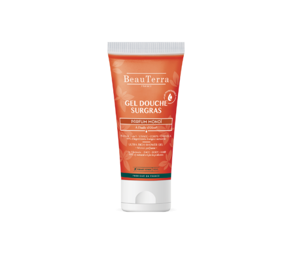 Gel Douche Surgras Monoï Beauterra - tube de 100ml