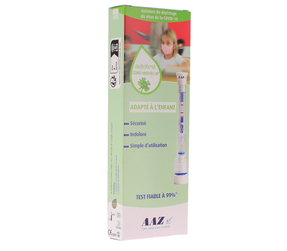 Autotest covid-viro all in antigénique test nasal enfant AAZ - boîte d'un test