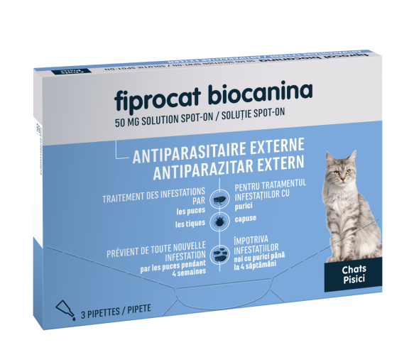 Fiprocat 50 mg Solution spot-on chats Biocanina - 3 pipettes de 0,5 ml - image 1