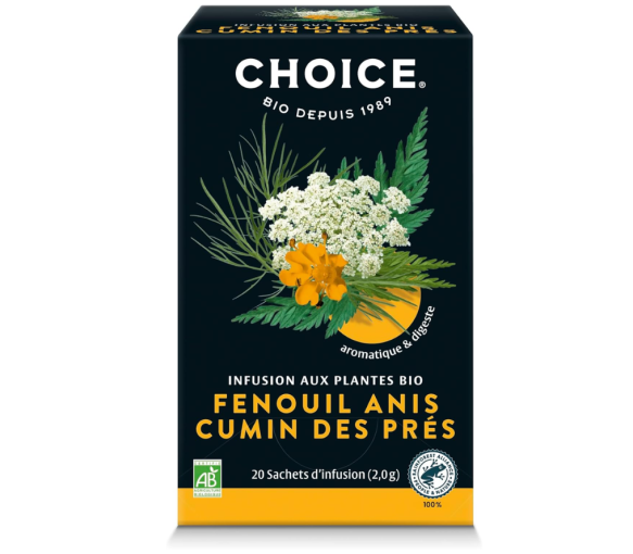 Infusion aux plantes bio fenouil anis cumin des prés Choice - boite de 17 sachets - image 1