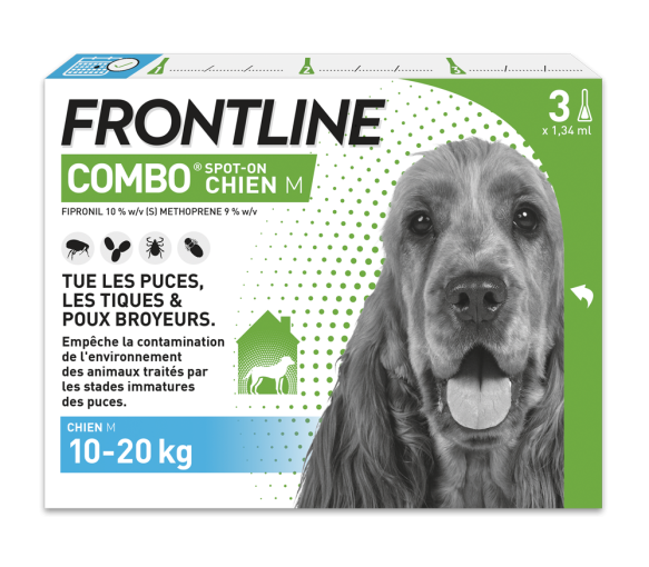Frontline Combo Spot-On chiens 10-20 kg - 3 pipettes de 1,34 ml
