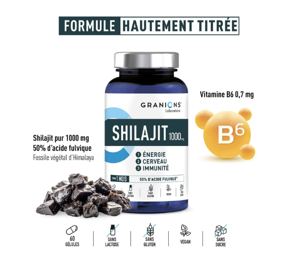 Shilajit 1000g Granions - boite de 60 gélules - image 4