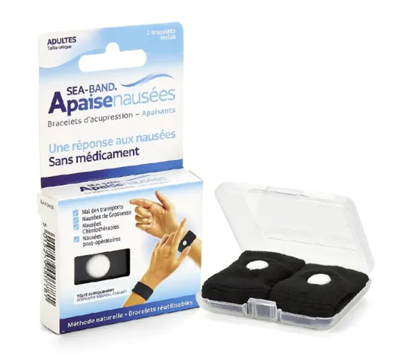 Bracelets apaise nausées adulte Sea-Band - boite de 2 bracelets noirs