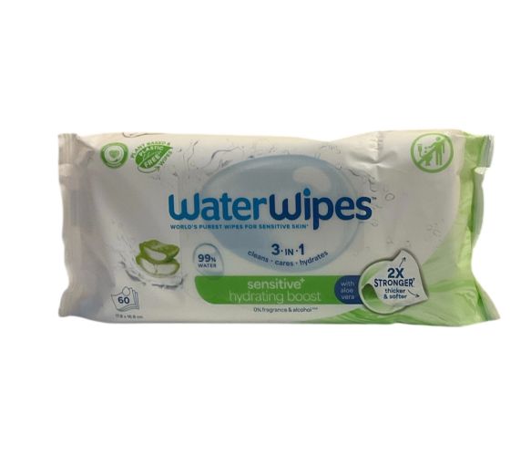 Lingettes hydratantes à l'Aloe Vera Waterwipes - paquet de 60 lingettes - image 1