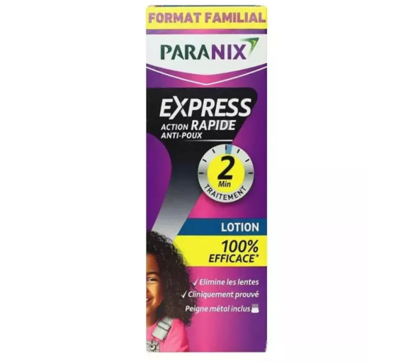 Express action rapide anti-poux format familial Paranix - flacon de 195ml + un peigne