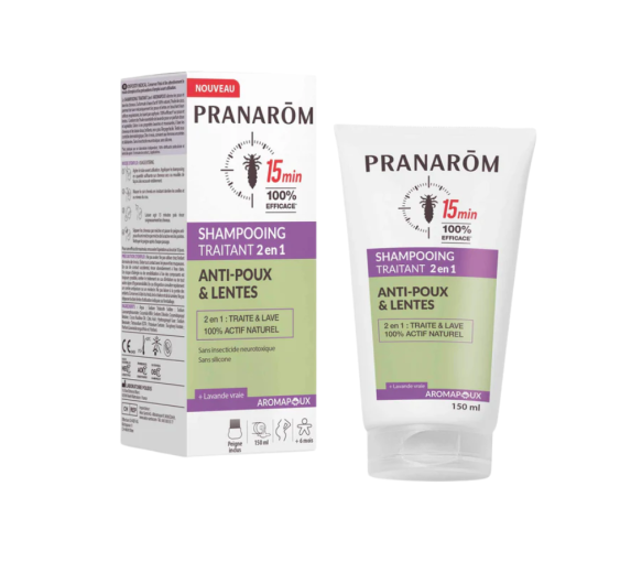 Aromapoux shampooing traitant 2 en 1 anti-poux et lentes Pranarom - tube de 150ml