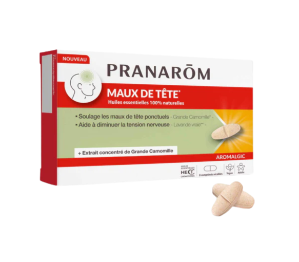 Maux de tête aromalgic Pranarôm - boîte de 8 comprimés