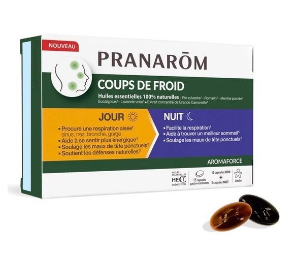 Aromaforce coup de froid jour/nuit Pranarom - boîte de 15 capsules