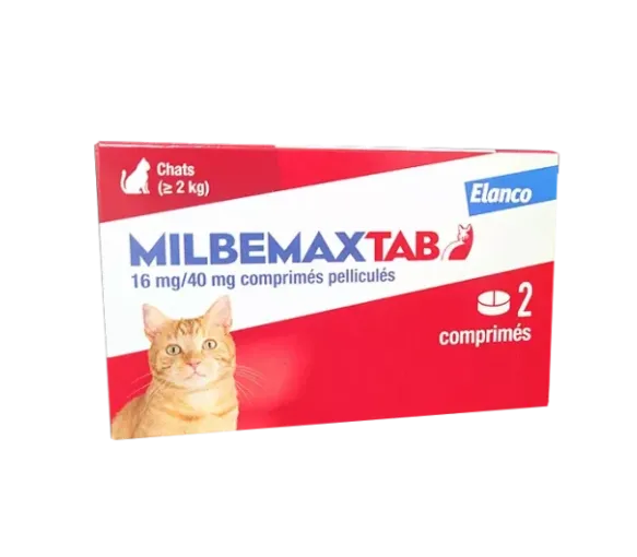 Milbemaxtab comprimés pelliculés chats de plus de 2kg Elanco - boite de 2 comprimés