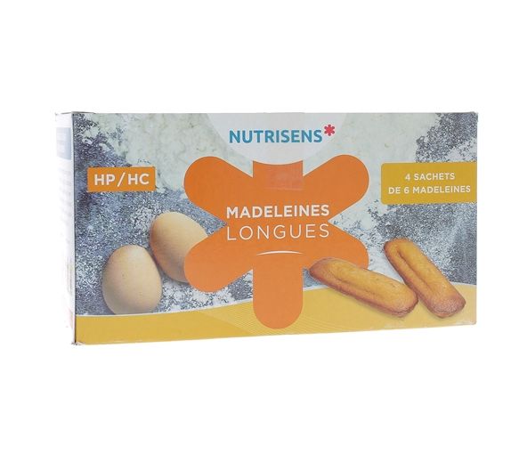 Madeleines longues HP/HC Nutrisens - boîte de 4 sachets de 6 madeleines