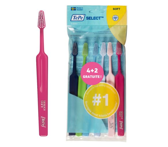 Pack brosses à dents souples Select TePe - lot de 6 brosses à dents - image 1