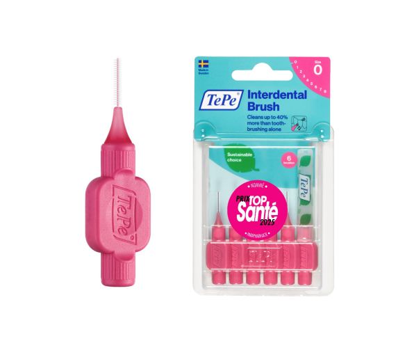 Brossettes interdentaires originales rose taille 0 (0.4 mm) TePe - 6 brossettes - image 1