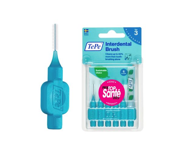 Brossettes interdentaires originales bleu taille 3 (0.6 mm) TePe - 6 brossettes - image 1