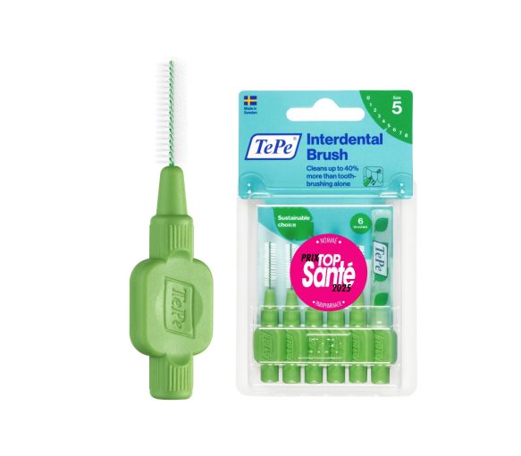 Brossettes interdentaires originales vert taille 5 (0.8mm) TePe - 6 brossettes - image 1