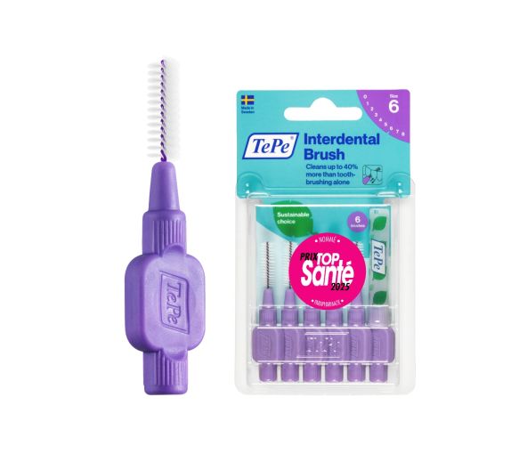 Brossettes interdentaires originales violet taille 6 (1.1 mm) TePe - 6 brossettes - image 1