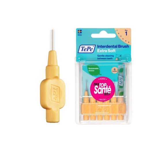Brossettes interdentaires extra souples orange pastel taille 1 (0.45mm) TePe - 6 brossettes - image 1