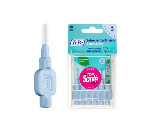 Brossettes interdentaires extra souples bleu pastel taille 3 (0,6mm) TePe - 6 brossettes - image 1