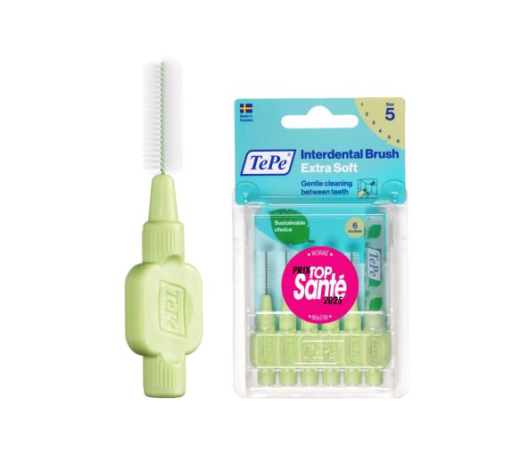Brossettes interdentaires extra souples vert pastel taille 5 (0.8mm) TePe - 6 unités - image 1