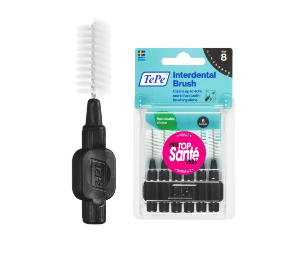 Brossettes interdentaires originales noir taille 8 (1.5 mm) TePe - 6 brossettes - image 1