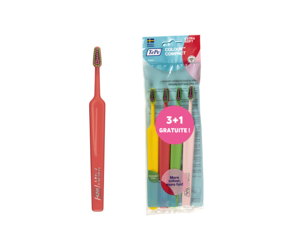 Brosses à dents compact extra soft TePe - lot de 4 brosses à dents - image 1