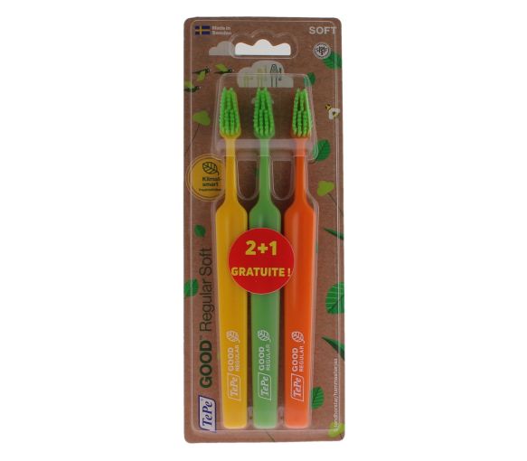 Brosse à dents Good regular soft TePe - pack de 2 brosse à dents + 1 gratuite - image 1