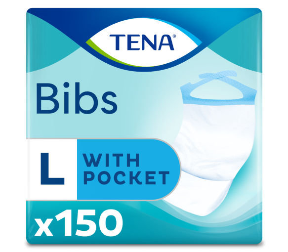 Bibs protections pour repas 37x66 cm taille L Tena - paquet de 150 protections