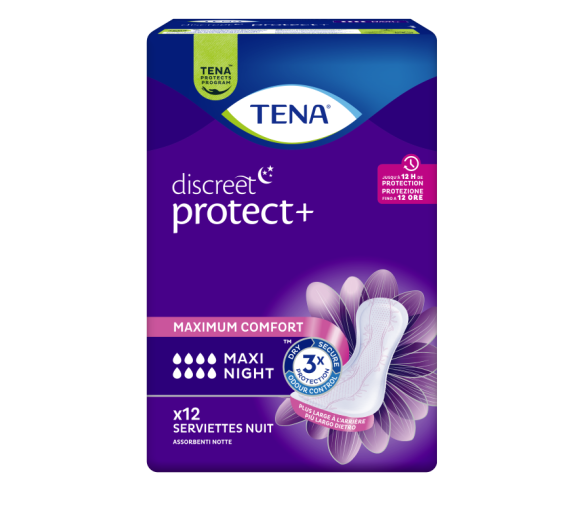 Discreet protect+ maxi night Tena - sachets de 12 protections