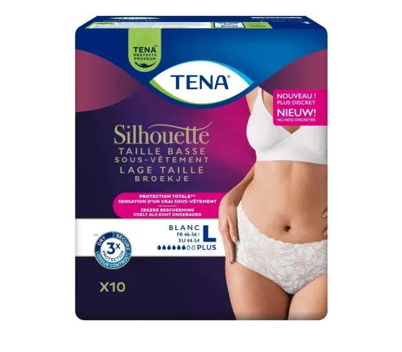 Silhouette plus slips absorbants taille L basse blanc Tena - sachet de 10 slips