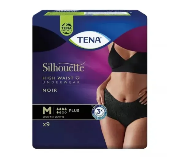 Lady silhouette plus slip taille haute noir taille M Tena - paquet de 9 protections