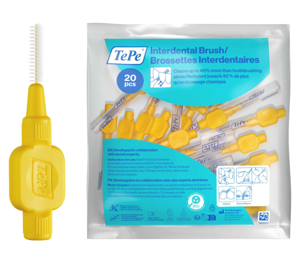 Brossettes interdentaires jaune taille 4 (0.7 mm) TePe - sachet de 20 brossettes - image 1