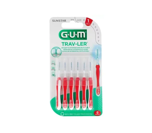 Brossette interdentaire antibactérienne Trav-ler 0.8 mm Gum - 6 brossettes