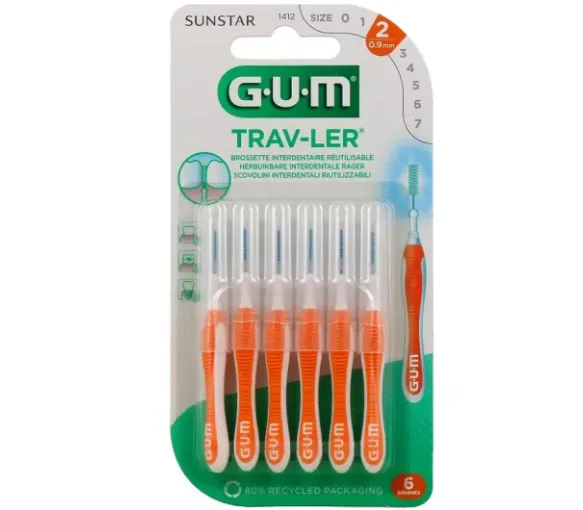 Brossette interdentaire antibactérienne Trav-ler 0.9 mm Gum - 6 brossettes