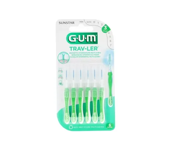 Brossette interdentaire antibactérienne Trav-ler 1.1 mm Gum - 6 brossettes